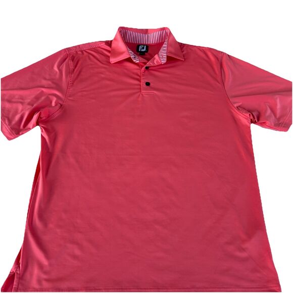 FootJoy Mens Golf Polo Shirt Solid Pink with accent Collar Size Medium - Picture 4 of 8